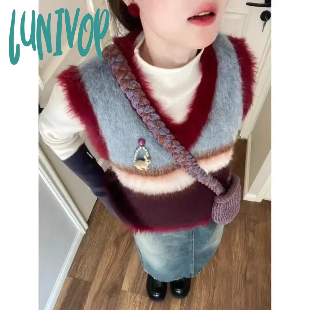 Lunivop Vintage Harajuku Striped Sweaters Vest 2024 Autumn New V-neck Slim Fit Knitted Vests Y2k Aesthetics Sleeveless Tops Women Transparent Opaque Sheer Lunivop Vintage Harajuku Striped Sweaters Vest 2024 Autumn New V-neck Slim Fit Knitted Vests Y2k Aesthetics Sleeveless Tops Women Transparent Opaque Sheer