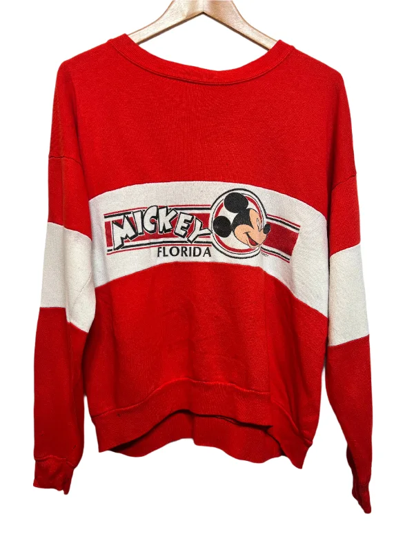 Mickey Florida Women's Red Sweater (Size S) Chenille Brocade Lace