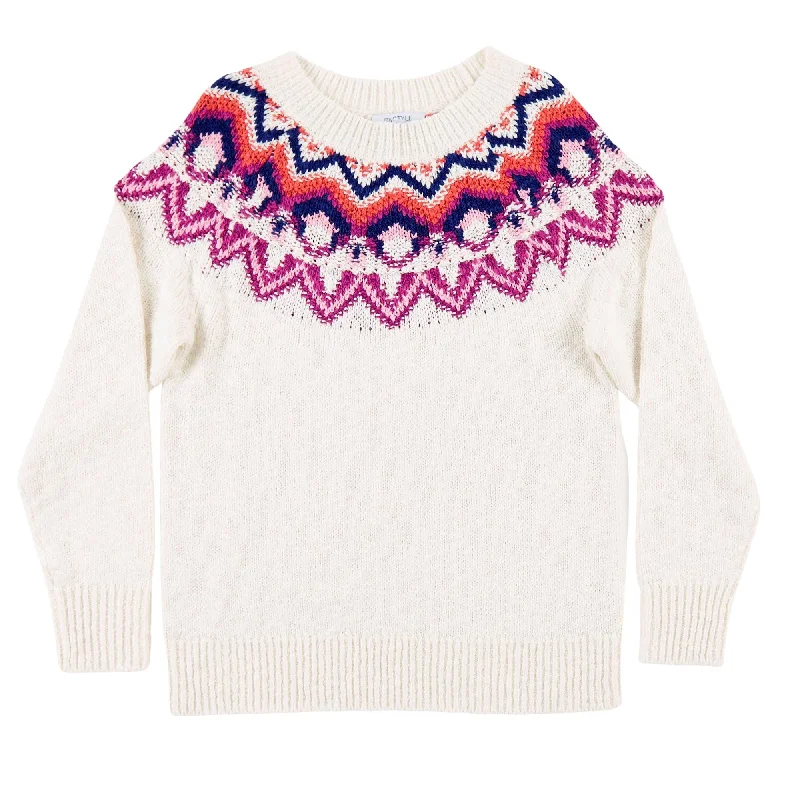 mySTYLE Women's Fair Isle Sweater Herringbone Houndstooth Plaid