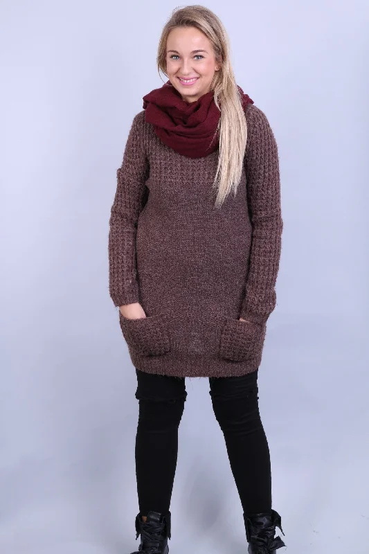 New Look Womens 14 L/XL Jumper Long Sweater Walnut Crew Neck Lightweight Heavyweight Midweight New Look Womens 14 L/XL Jumper Long Sweater Walnut Crew Neck Lightweight Heavyweight Midweight