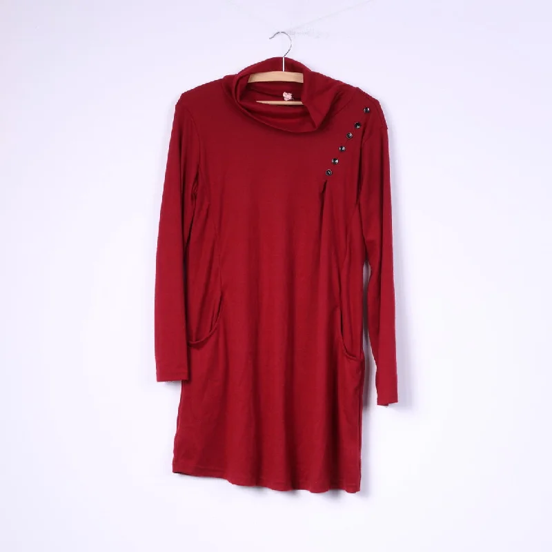 Ninnyuanmei Womens XL Jumper Red Tunic Sweater Pocket Turtle Neck Anti-Pilling Anti-Shrink Durable Ninnyuanmei Womens XL Jumper Red Tunic Sweater Pocket Turtle Neck Anti-Pilling Anti-Shrink Durable