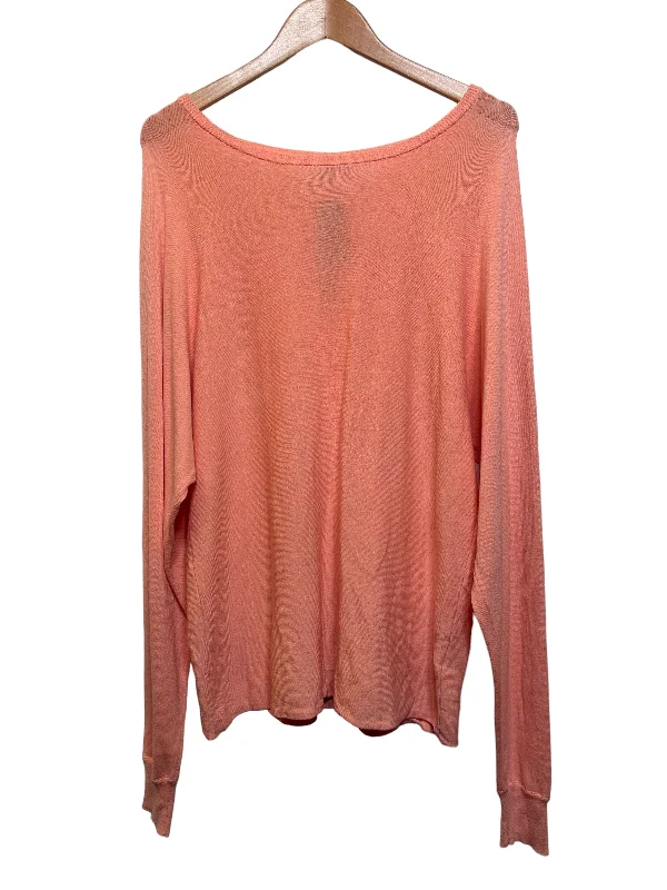 Oliver Bonas Pink Sweater (Size XL) Ribbed Striped Patterned