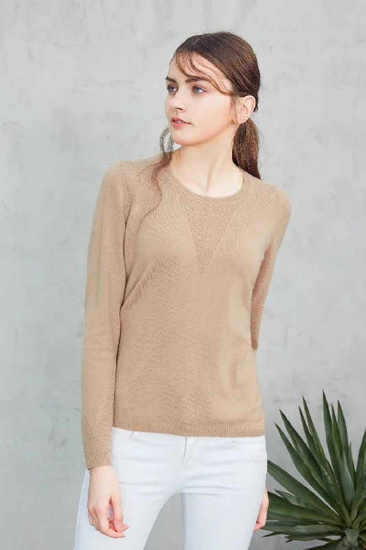 Round neck cashmere sweater Satin Blend Silk Blend Wool Blend