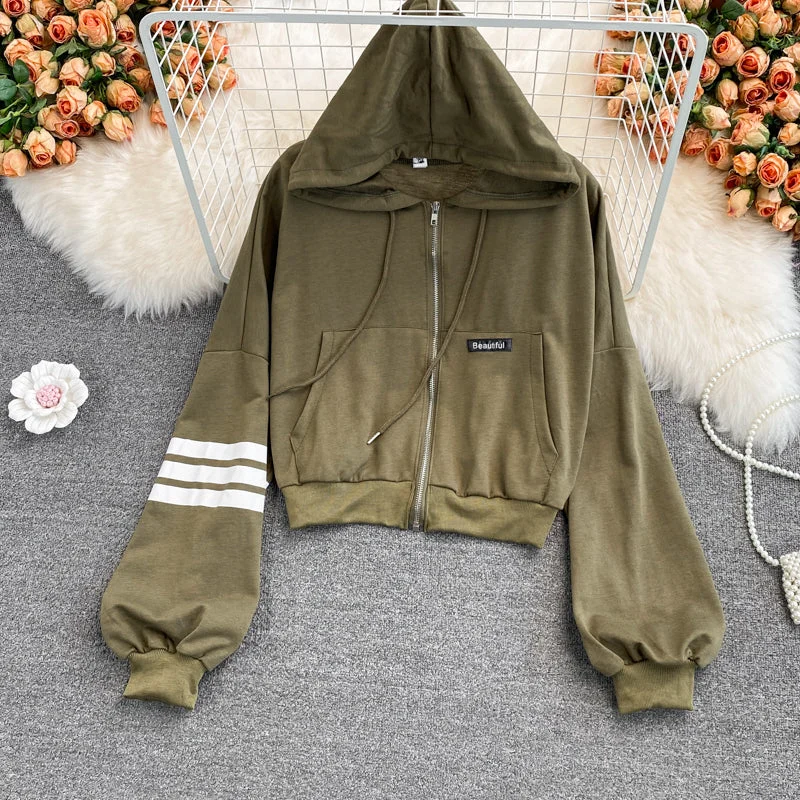 Small fresh loose hooded sweater coat for women  1677 Seamless Knitted Crochet