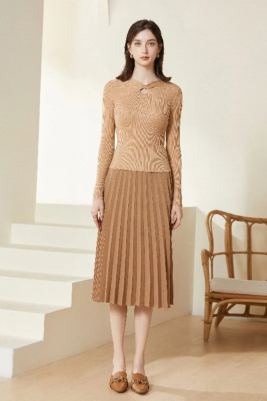 Sylphide | Dinah Khaki Cut Out Wool Sweater Thin Thick Dense
