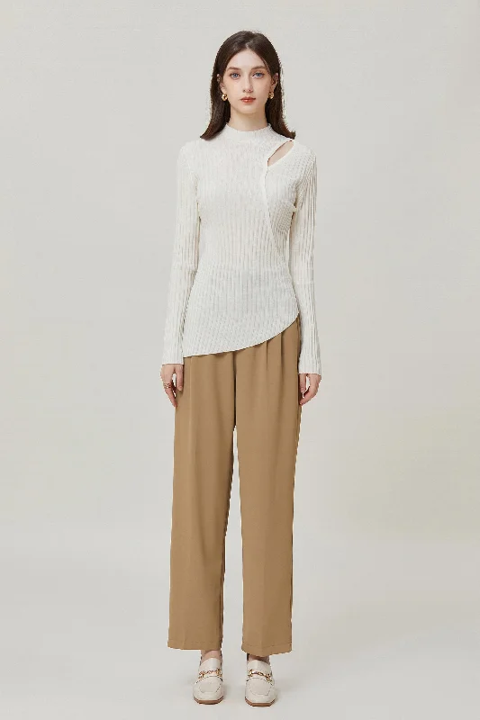 Sylphide | Noele White Cut Out Wool Sweater Graphic Sweater Embroidered Appliqued