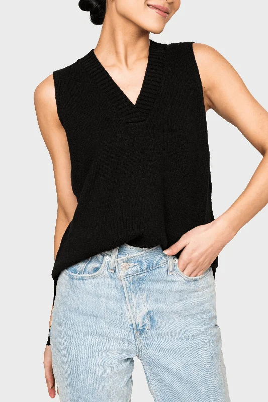 V-Neck Sweater Vest Beaded Sweater Sequined Faux Fur
