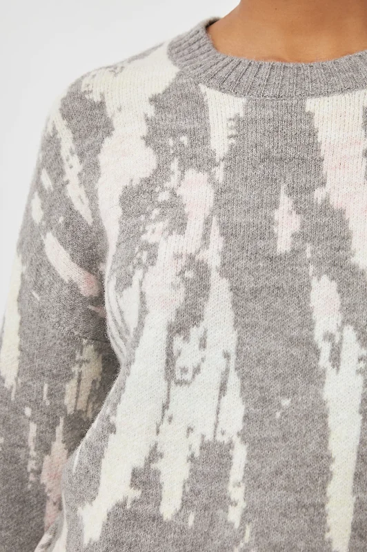 VIRGO SWEATER - GREY TIE DYE Solid Print Embellished