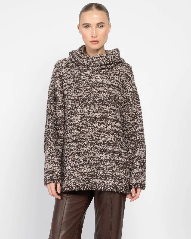 Twist Turtleneck Sweater Satin Blend Silk Blend Wool Blend