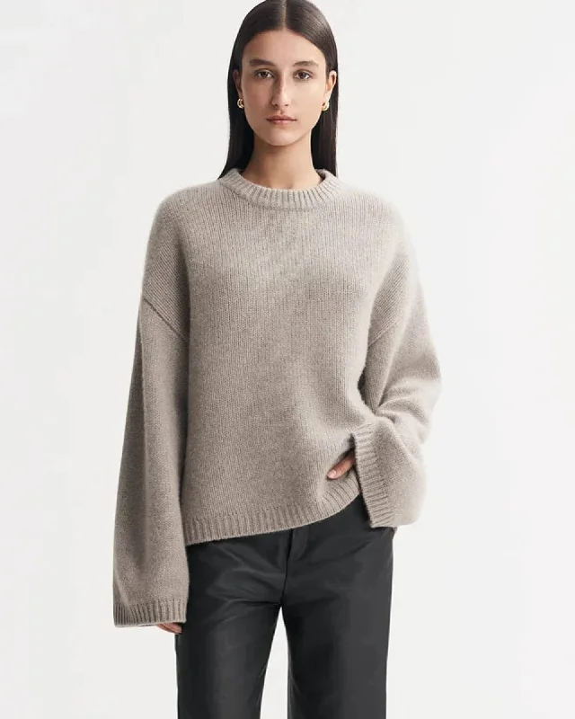 Chunky O-Neck Sweater Spandex Blend Rayon Blend Denim Blend