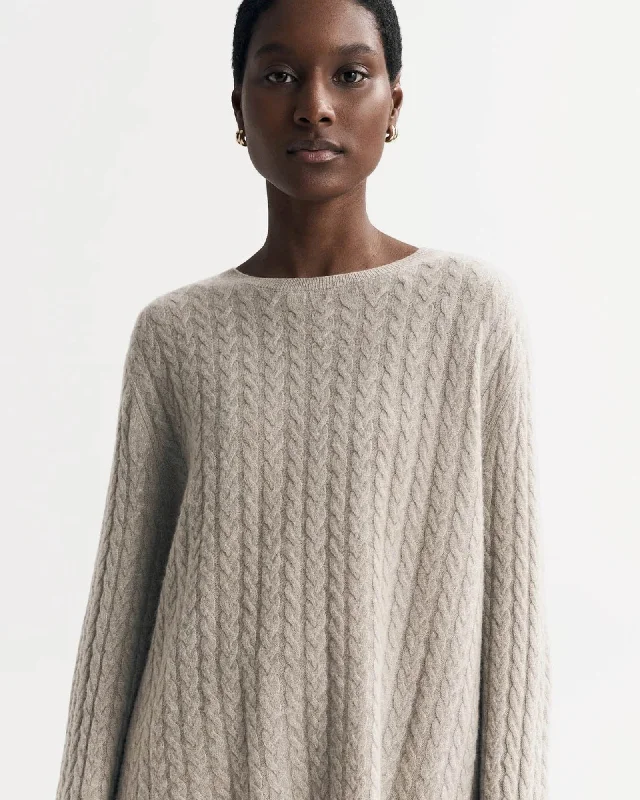 Oversized Cable Knit Sweater Embroidered Appliqued Beaded