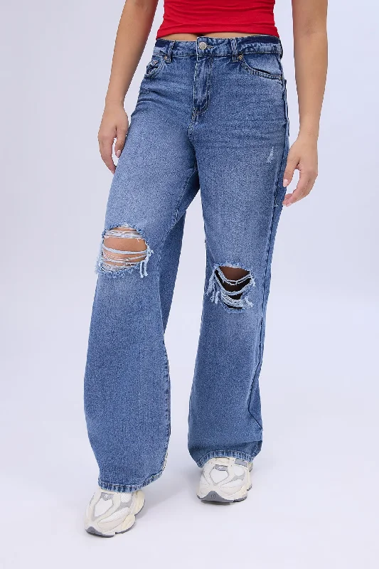 Super High Rise Wide Leg Jeans Chic Cropped Jeans