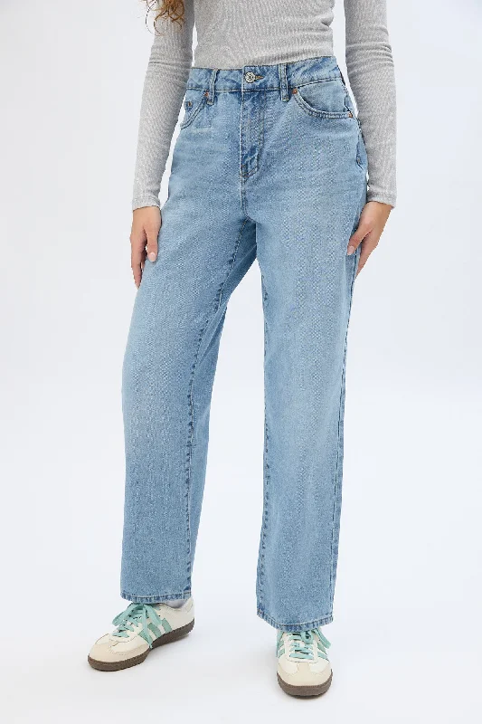 High Rise Baggy Jeans Trendy Button-Up High-Waist Jeans