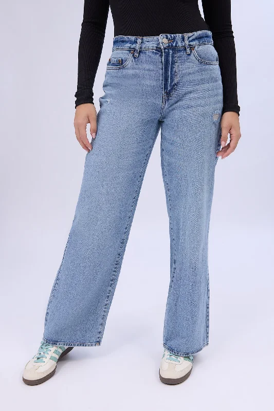 Super High Rise Wide Leg Jeans Trendy Wide-Leg High-Waist Denim