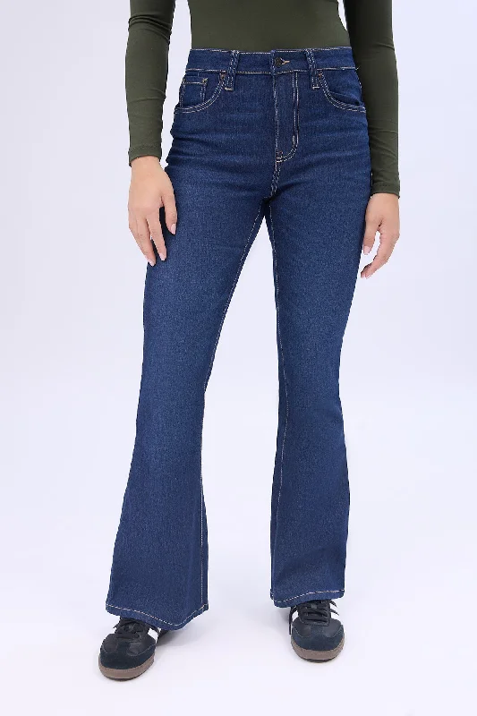 High Rise Flare Jeans Classic Slim Fit Jeans