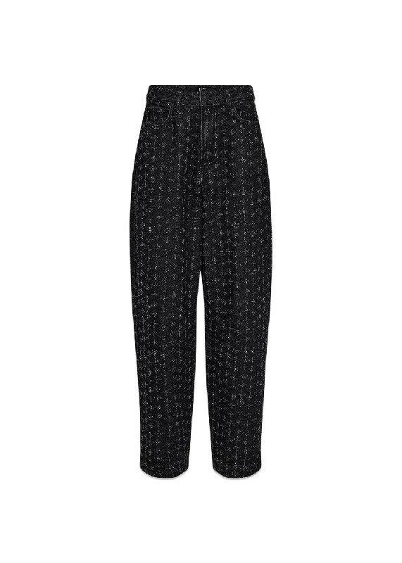 Janice Slung Jeans Black Punch Denim - Black Cozy Tencel Blend Denim Jeans