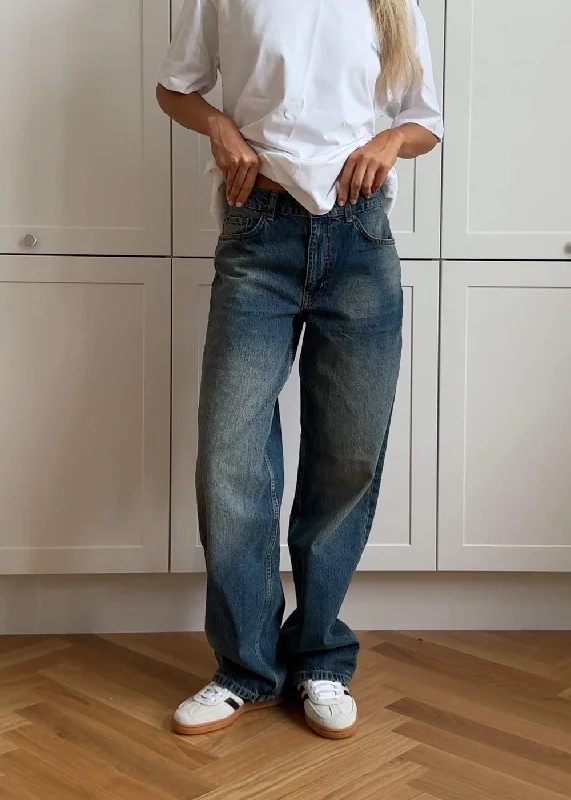Kathy Wei Jeans - Washed Blue Trendy Layered Pocket Jeans