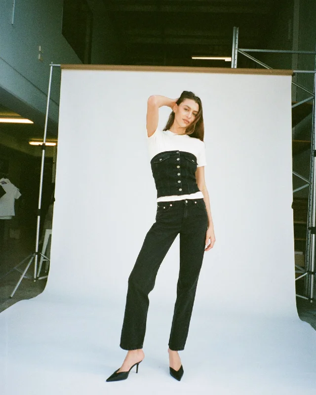 Arch Straight Jeans - Black Used Fashionable Distressed Jeans