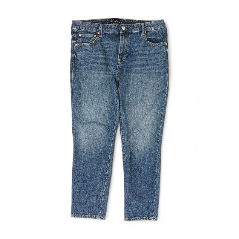 Blue Solid Boyfriend Slim Leg Jeans Comfortable Straight-Legged Denim
