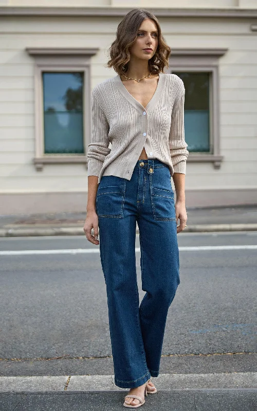 Carrie Astro Wide Straight Leg Jeans Casual Wide-Legged Denim Jeans