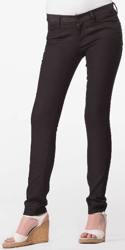 Coated Black Skinny Jeans Trendy Cut-Off Denim Shorts