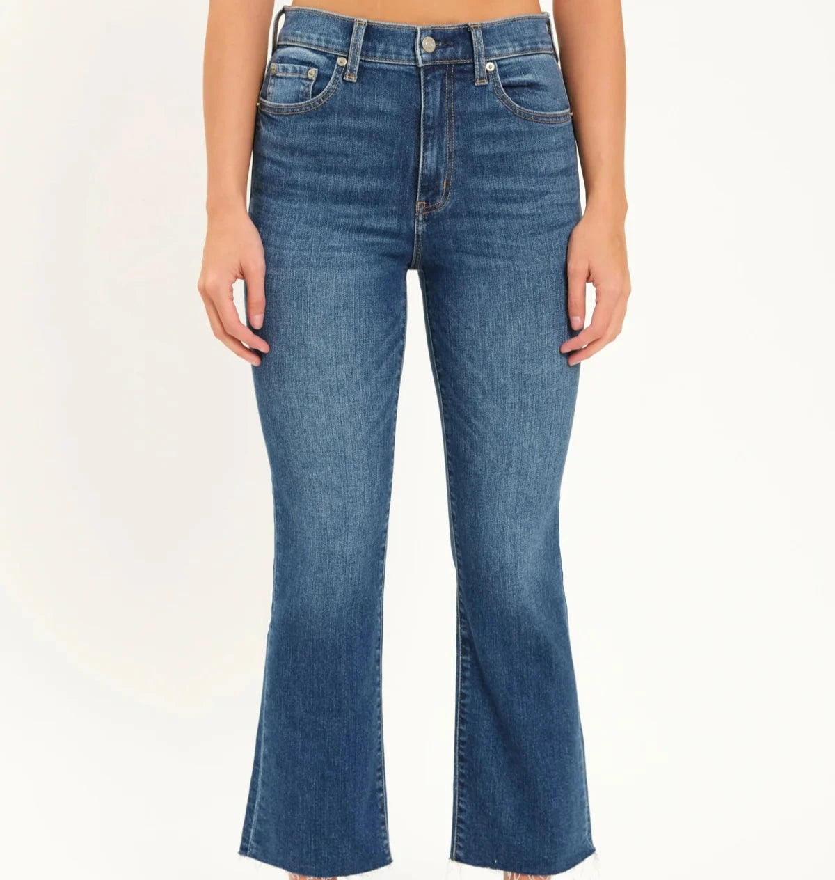 Daze Shy Girl High Rise Crop Flare Jeans Comfortable Flare Leg Jeans