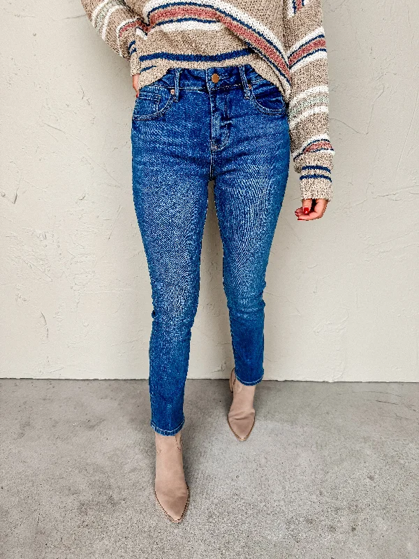 [Dear John] Blaire High Rise Ankle Slim Straight Jeans-South Bay Fashionable White Denim Jeans