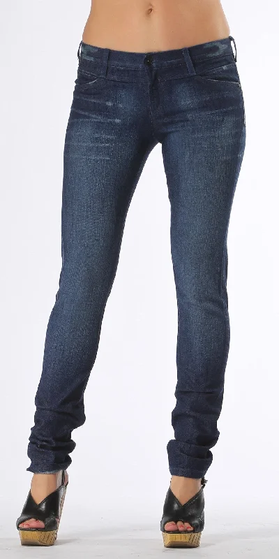 Distressed Blue Skinny Jeans Comfortable Stretch Fit Jeans