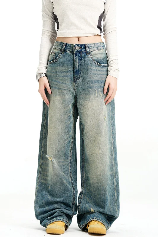 Distressed Straight-Leg Jeans Chic Dark-Wash Skinny Jeans