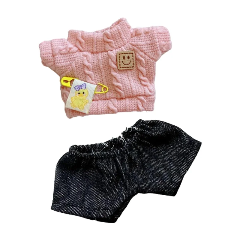 Maxbell Doll T Shirt+Jeans Soft Handmade Clothing for 15cm Pendant Dolls Girls Dolls pink black Chic Vintage-Inspired Denim Jeans Maxbell Doll T Shirt+Jeans Soft Handmade Clothing for 15cm Pendant Dolls Girls Dolls pink black Chic Vintage-Inspired Denim Jeans