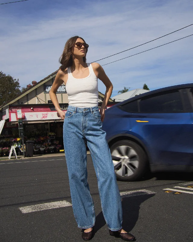 Donna Baggy Jeans - Stream Sky Retro Stylish High-Rise Mom Jeans