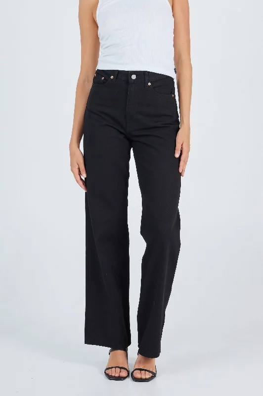Echo Straight Jeans - Black Elegant Raw Hem Jeans