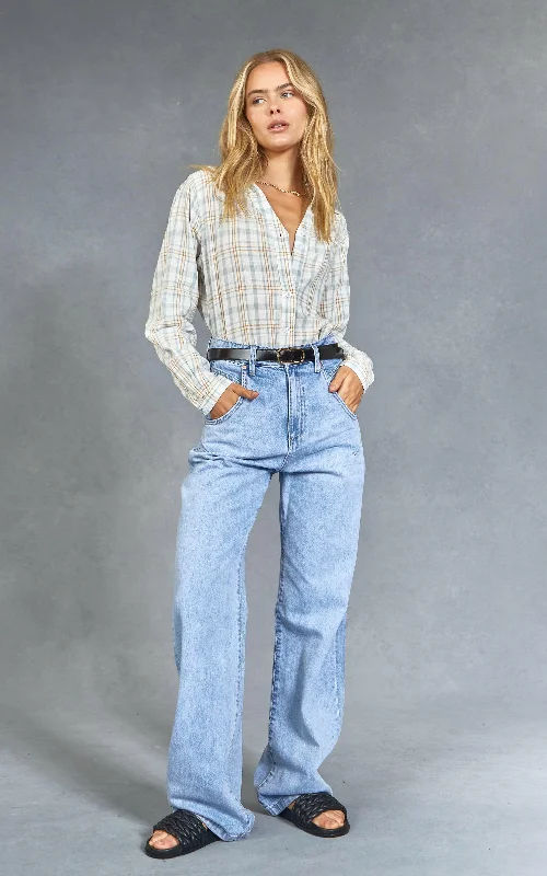 Ella Baggy Blue Jeans Trendy Layered Pocket Jeans