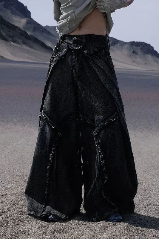 Fold Jeans Fashionable Straight Cut Jeans