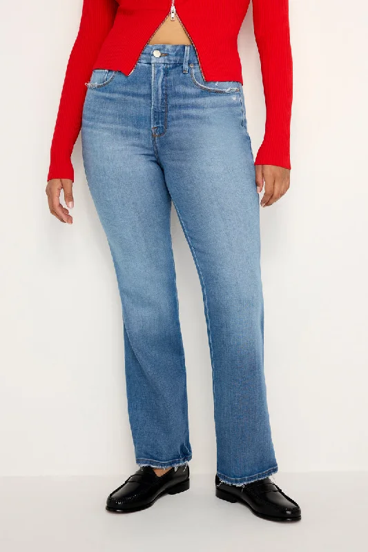 Good American Good Curve Straight Jeans in Indigo338 Casual Distressed Denim Jeans