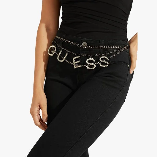 Guess Women's  Black Bling Belt Sexy Curve Jeans Casual Skinny Fit Jeans