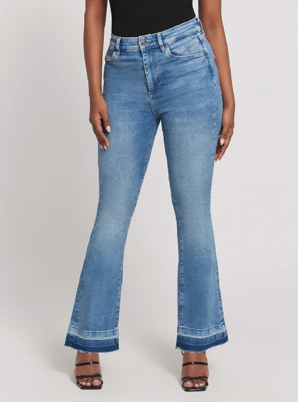 High-Rise Pop 70s Denim Jeans in Mid Wash Chic Cropped Jeans