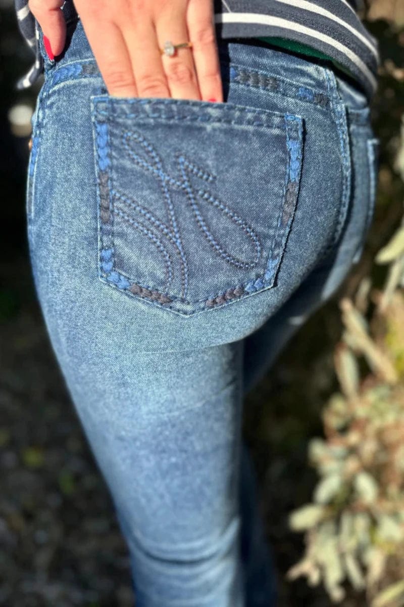 Hitchley & Harrow Womens Waverly Navy Stitched Jeans Comfortable Boyfriend Jeans