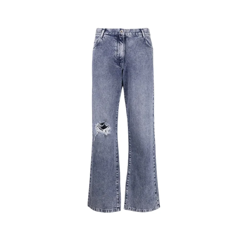 Jeans - Blue Stylish Shredded Denim Jeans