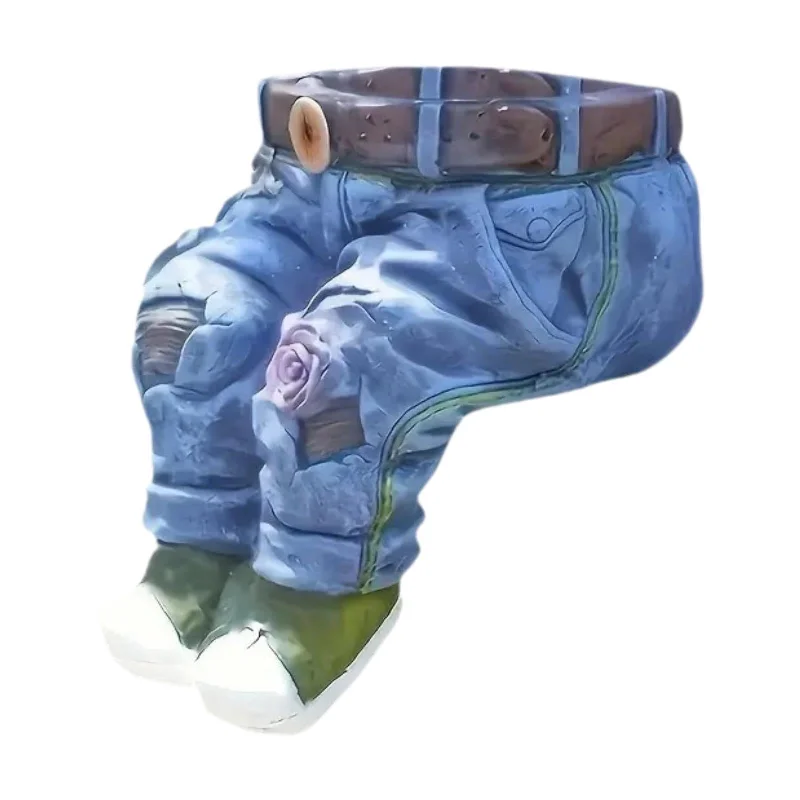 Maxbell Jeans Plant Pot Resin Flower Vase Office Desk Decoration Denim Pants Planter Trendy Low-Rise Slim Jeans