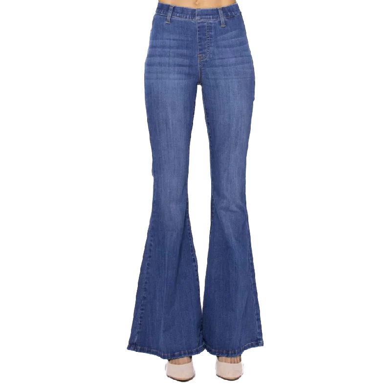 Judy Blue Women's Hi Waist Pull-on Super Flare Jeans Trendy Flared Leg Jeans