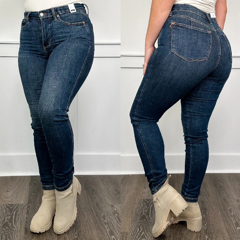 Judy Blue Liv Tummy Control Mid Rise Skinny Dark Wash Jeans Trendy Skinny High-Waist Jeans Judy Blue Liv Tummy Control Mid Rise Skinny Dark Wash Jeans Trendy Skinny High-Waist Jeans