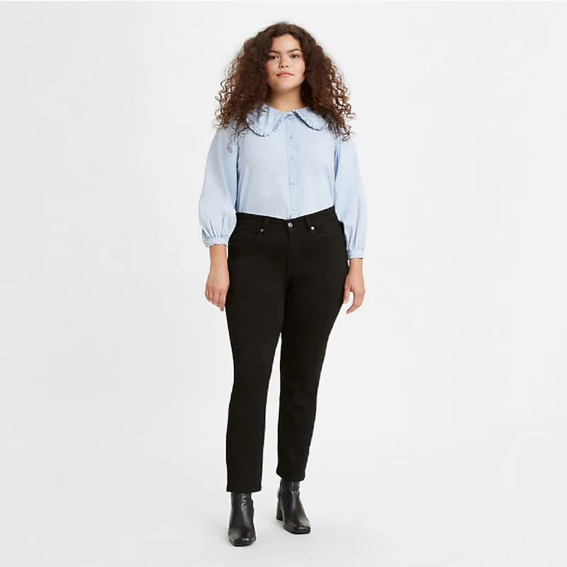 Levi's Classic Straight Women's Jeans - Soft Black Cozy Wide-Legged Jeans
