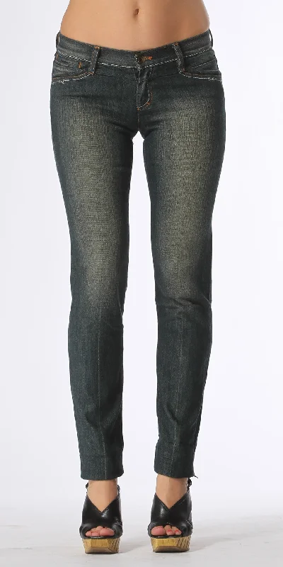 Medium Wash Skinny Jeans Stylish Shredded Denim Jeans