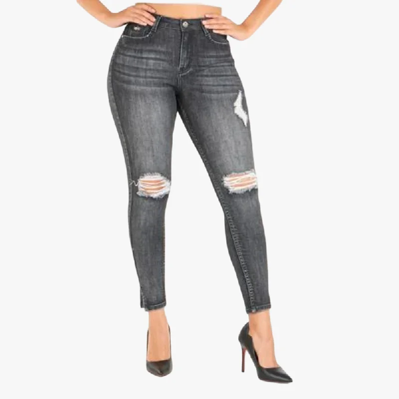 Miss Black Womens Rider 1 Jeans Black Chic Dark-Wash Skinny Jeans