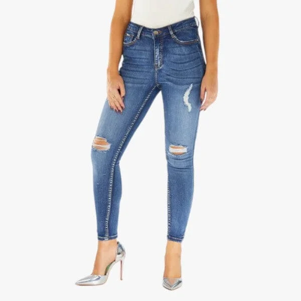 Miss Black Women's Rider 1 Jeans Medium Blue Comfortable Full-Length Denim Jeans