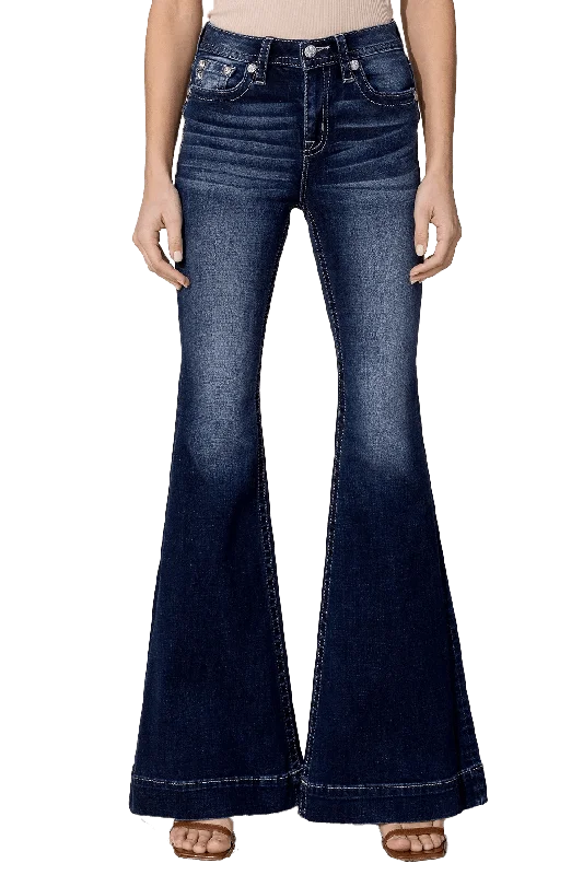 Miss Me Women's Versatile High Rise Flare Jeans Fashionable Jeggings Style Jeans