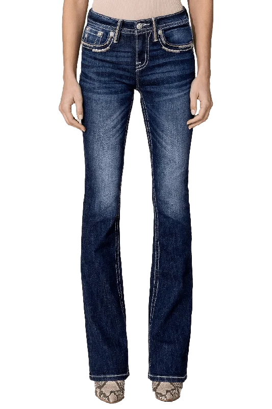 Miss Me Stitch Bootcut Jeans Classic Black Denim Jeans