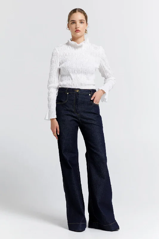Mod Flared Jeans - Indigo Denim Casual Light Wash Jeans