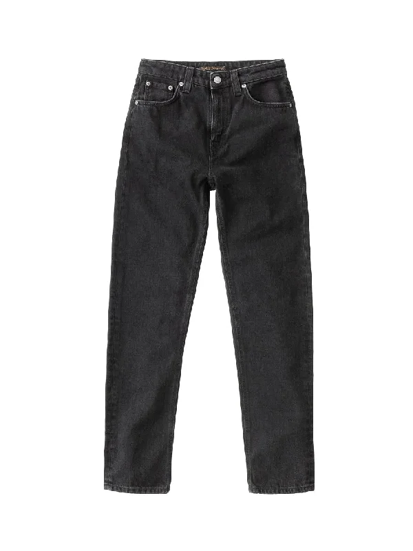 Nudie Jeans Women - Breezy Britt - Black Worn Comfortable Dark Wash Jeans